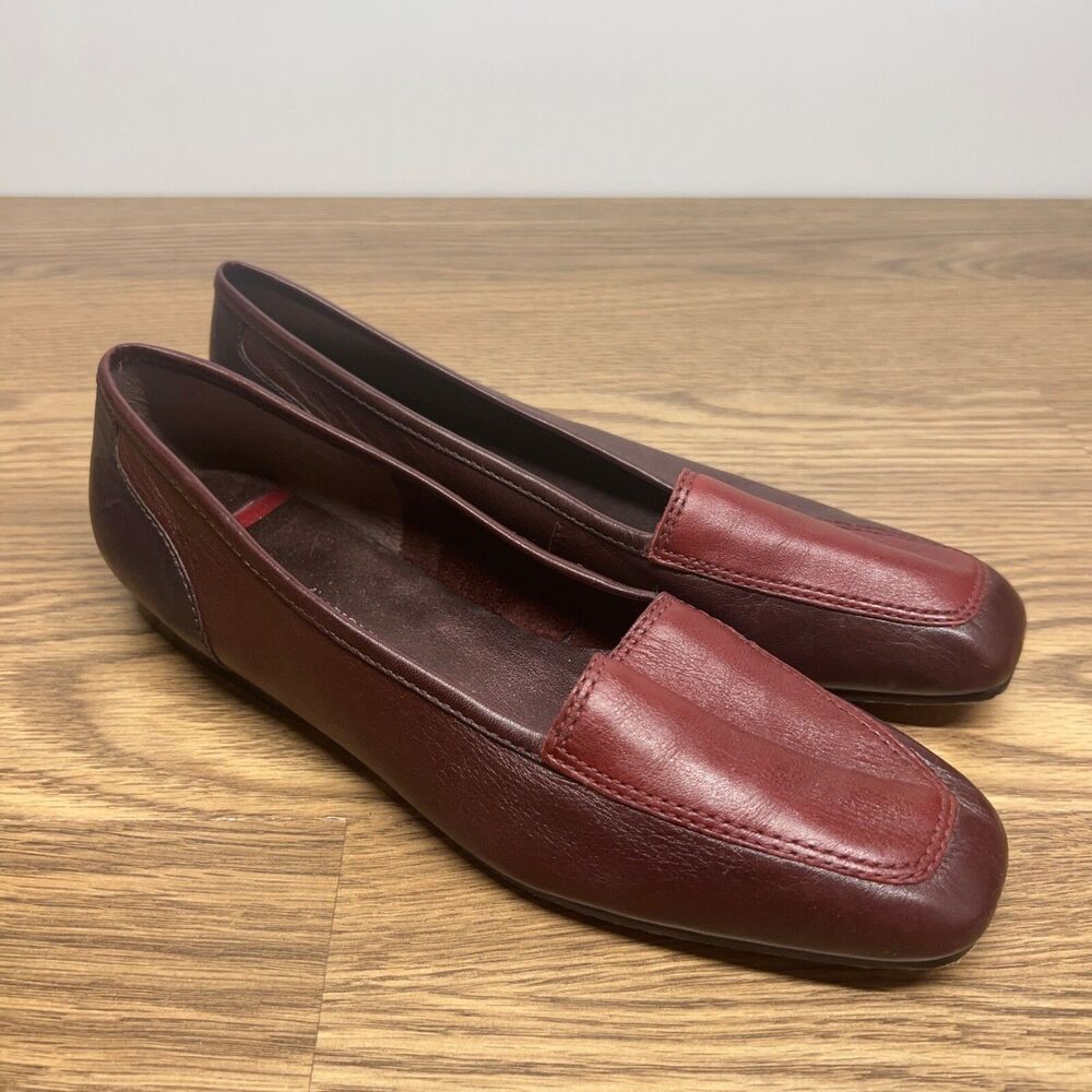 Enzo Angiolini Liberty Loafers Flats Womens 7.5M‎ Red Comfort Square Toe Slip On